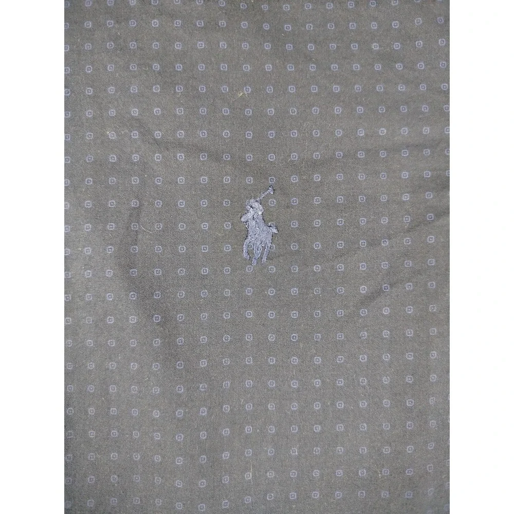 Polo Ralph Lauren Shirt Mens Large Blue Micro Print Button Down Business Casual